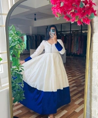 SUPER QUALITY WHITE GOWN DUPATTA - L
