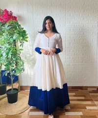 SUPER QUALITY WHITE GOWN DUPATTA - L