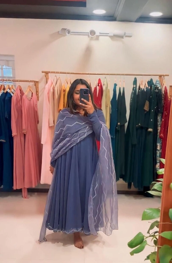Beautiful Grey Anarkali - S