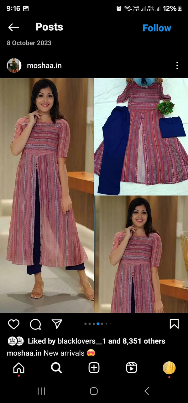 Attractive Georgette koti with Rayon Top and Bottom Kurti for Women - M