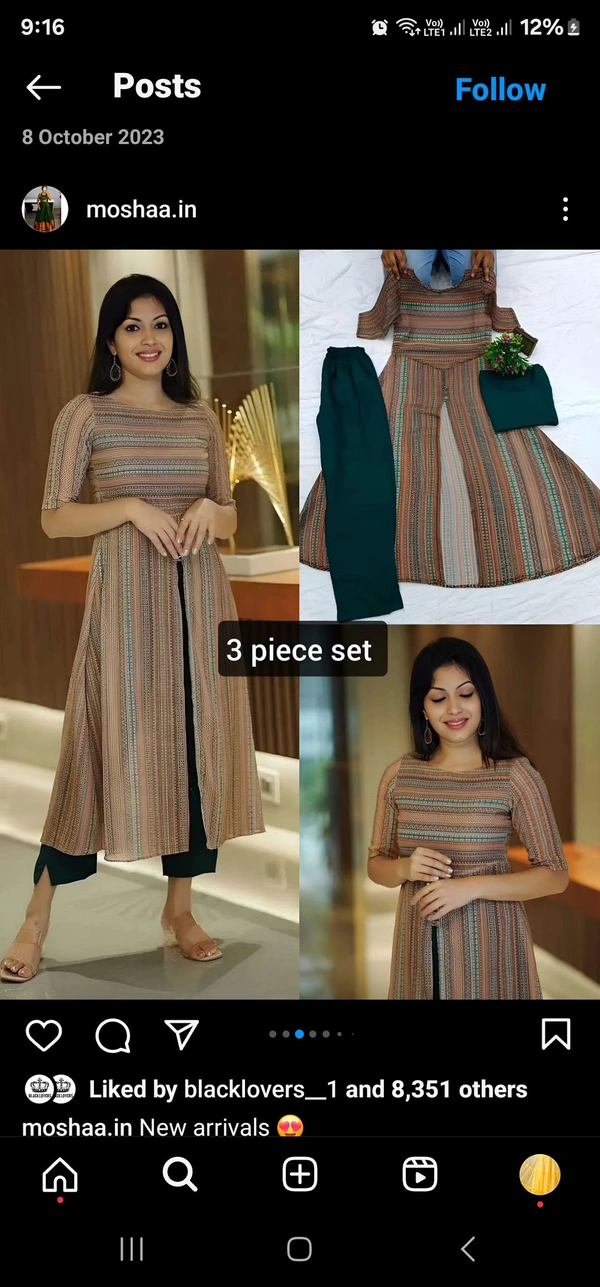Attractive Georgette koti with Rayon Top and Bottom Kurti for Women - M