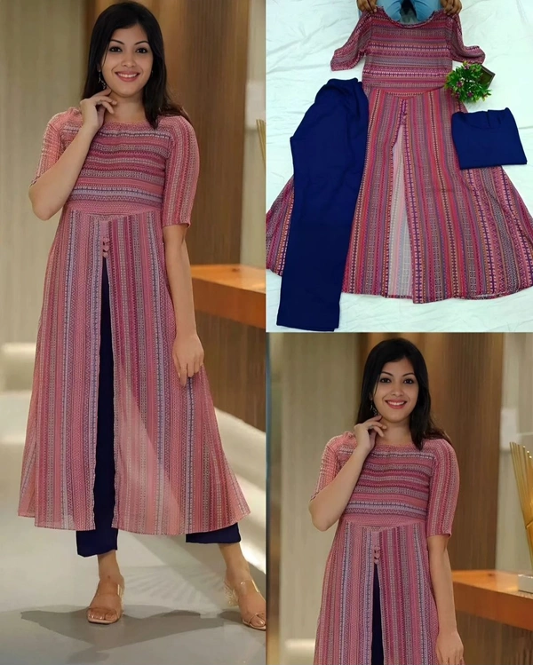 Attractive Georgette koti with Rayon Top and Bottom Kurti for Women - S