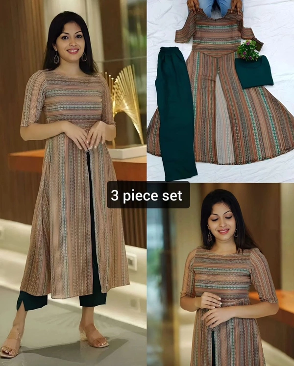 Attractive Georgette koti with Rayon Top and Bottom Kurti for Women - S