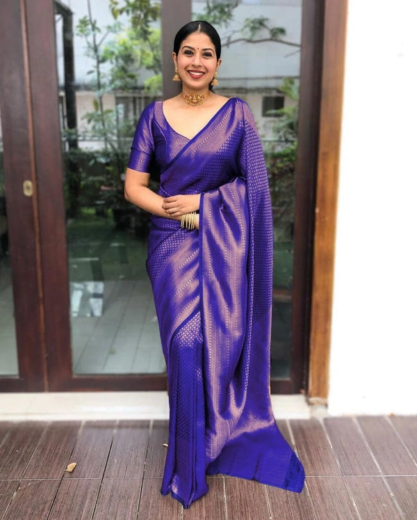 Trendy Saree Blue - Free Size
