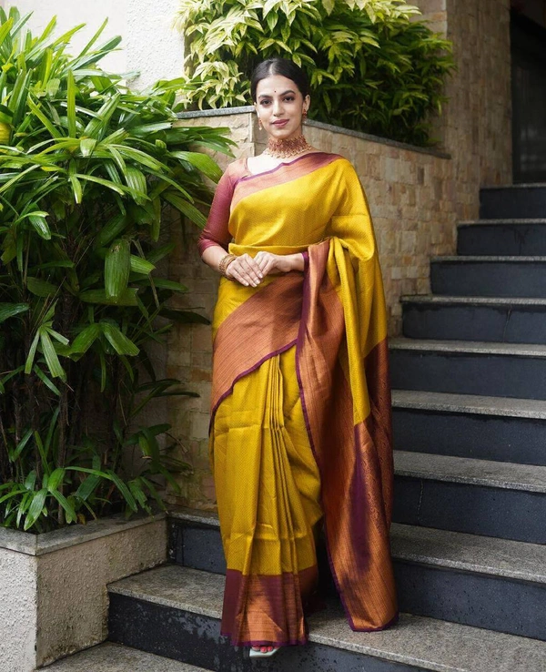 Trendy Saree Yellow - Free Size