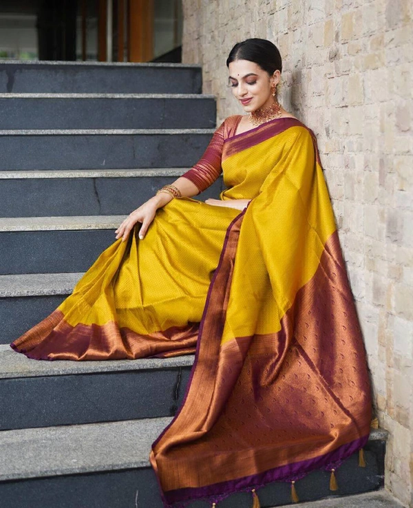 Trendy Saree Yellow - Free Size
