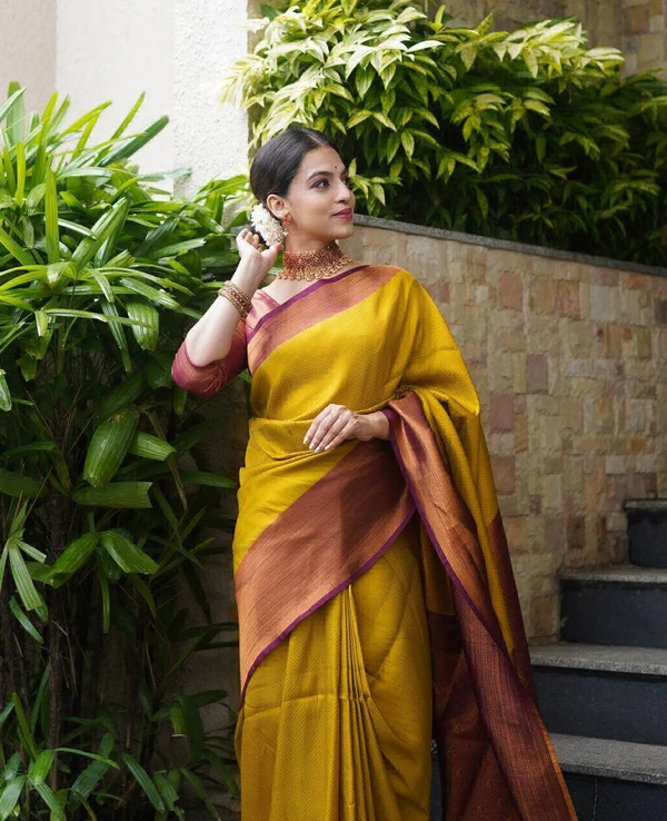 Trendy Saree Yellow - Free Size