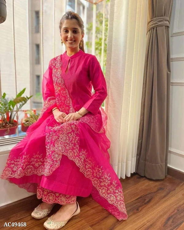 Trendy Embroidery Work Gown - M