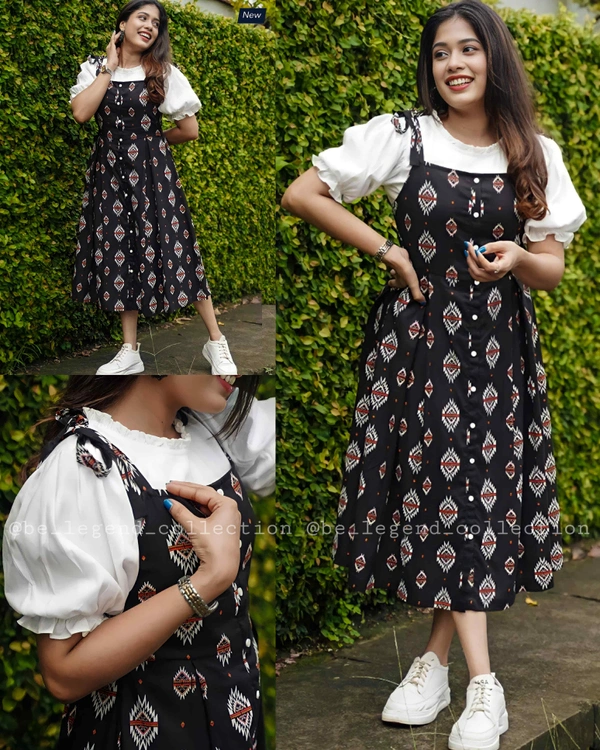 Designer Flower Printed Dress  - XL