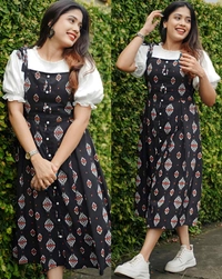 Designer Flower Printed Dress  - 3XL