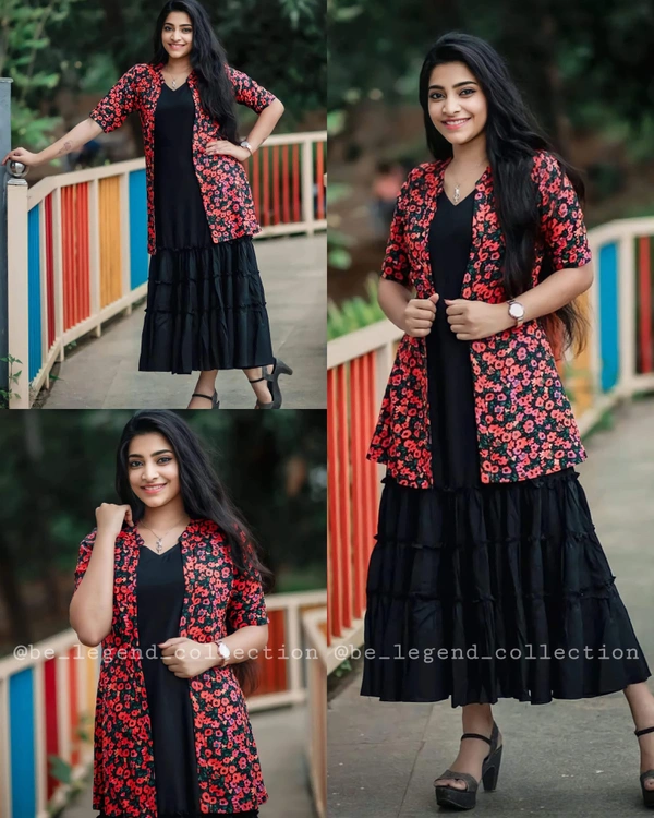 Designer Flower Printed Dress  - M
