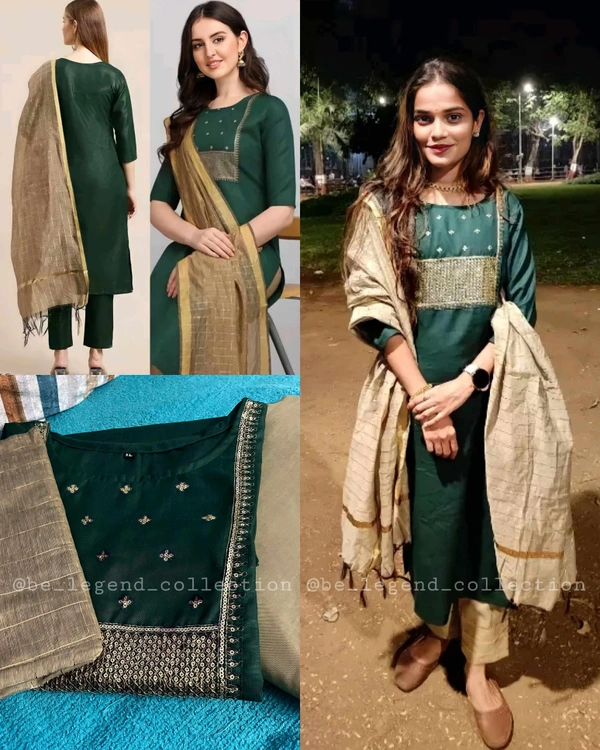 Daily Wear Kurta Set - Green, L