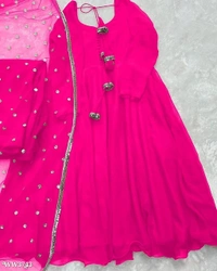 PARTYWEAR LOOK ANARKALI GOWN AND FANCY LACE WORK - 2XL, Yellow