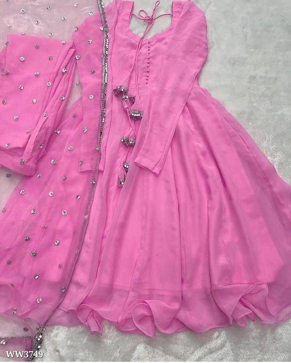 PARTYWEAR LOOK ANARKALI GOWN AND FANCY LACE WORK - Green, XL