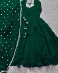 PARTYWEAR LOOK ANARKALI GOWN AND FANCY LACE WORK - White, M