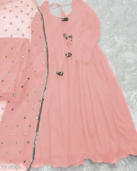 PARTYWEAR LOOK ANARKALI GOWN AND FANCY LACE WORK - Violet, M