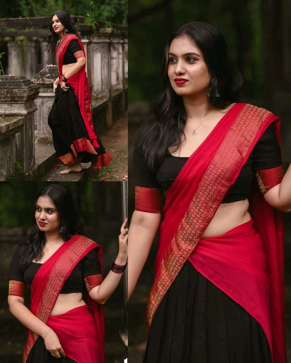 South Indian Traditional Half Saree - Purple, Free Size