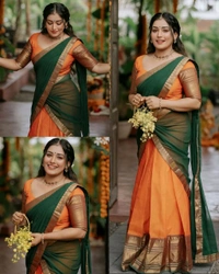 South Indian Traditional Half Saree - Purple, Free Size