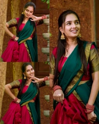 South Indian Traditional Half Saree - Purple, Free Size