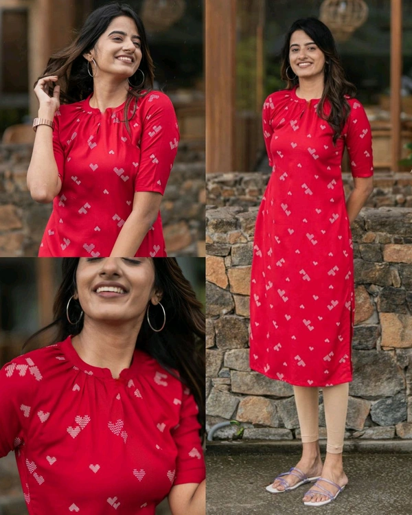 Stylish Trendy Floral Printed Beautiful Ethinic Kurti - Pink, M