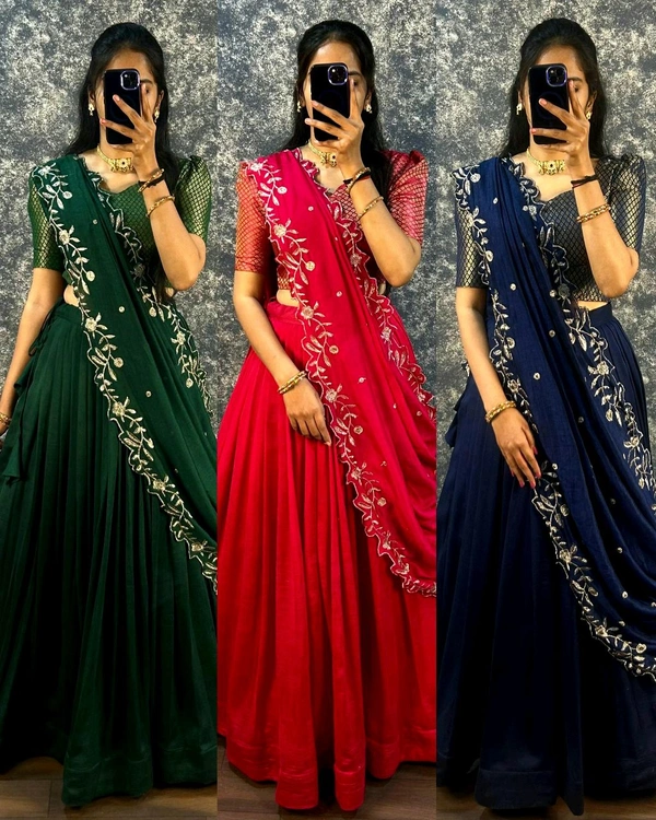 Super Trendy New Full Stitched Lehenga - Green, S