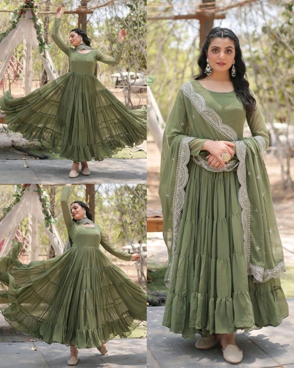 Beautiful Partywear Dress Designer Gown for Women  - Highland, 2XL