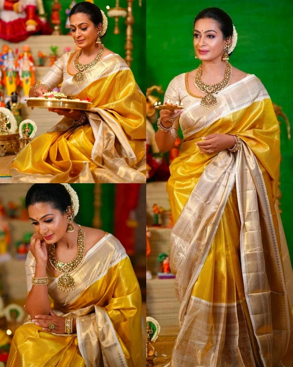 BANARASI SOFT PATTA NITA PATTU TISSUE SAREE   - Free Size