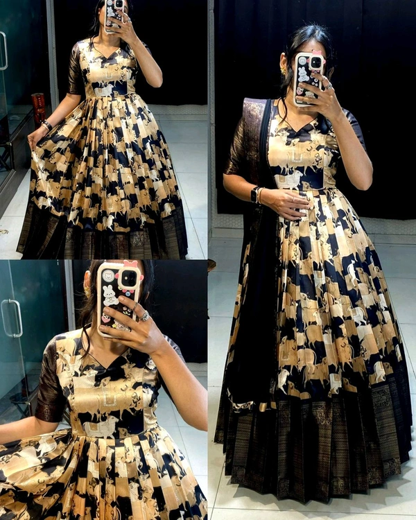 Trendy Kalamkari dress with beautiful silk border !! - XS