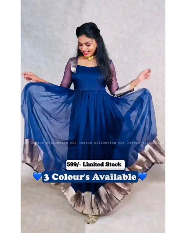 Attractive Chiffon Pattu With Dyeing Work Gown for Women - White, M