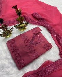 Trendy New Designer Sequins Embroidered Kurti And Duptta Set - Tapestry, XL