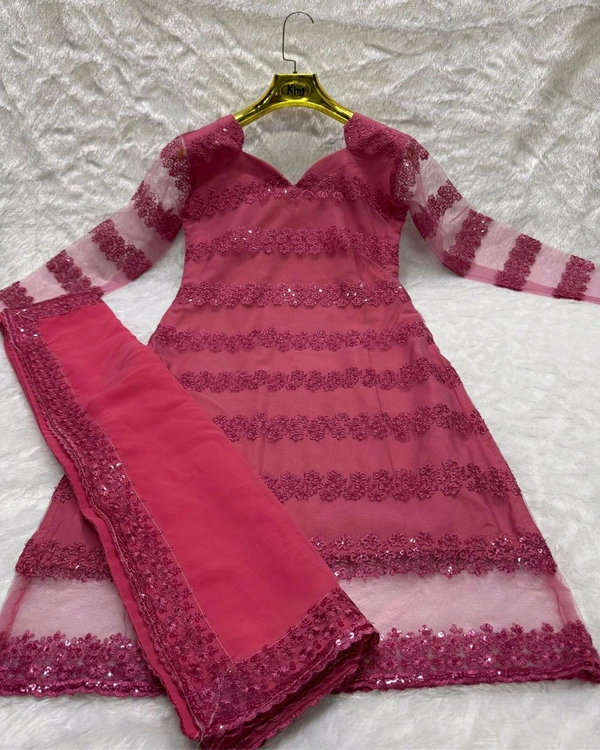 Trendy New Designer Sequins Embroidered Kurti And Duptta Set - Tapestry, 3XL