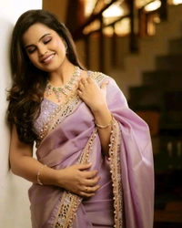Grand Party Wear Real Hand Mirror Work Saree - Pink, Free Size