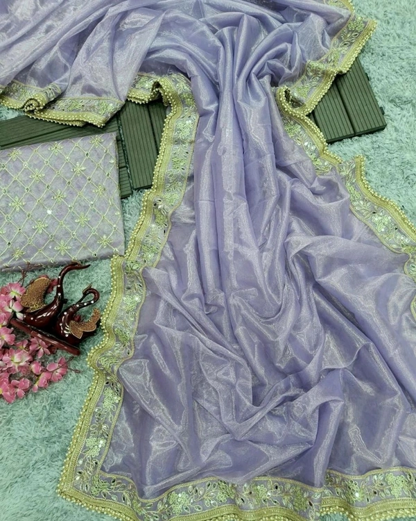 Grand Party Wear Real Hand Mirror Work Saree - Moon Raker, Free Size