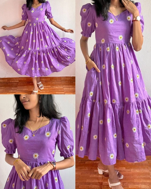 Beautiful and comfortable Flowers Maxi  - Mauve, XL
