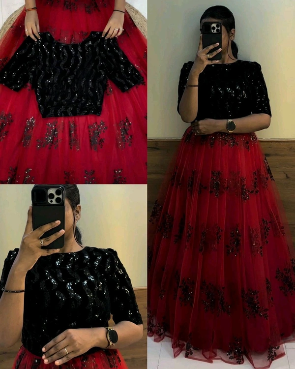 Pongal launch party wear lehenga - Red, S