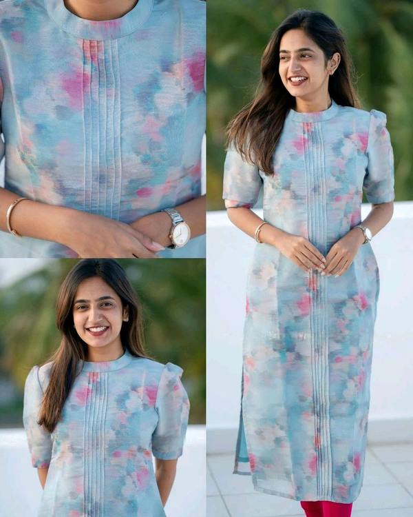 Women Casual Kurti - Ice Blue, L