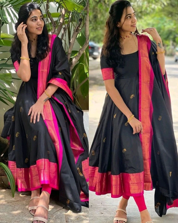 Black Paithani Silk - S, Black