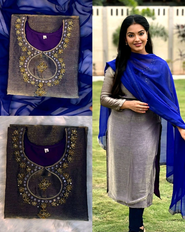 Space Silk with hand work - Wine, S