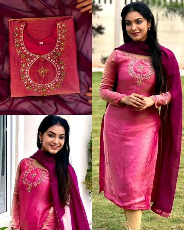 Space Silk with hand work - Wine, S