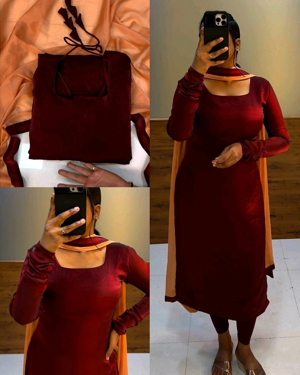 Trending space silk Kurtis 😍 - Maroon, S