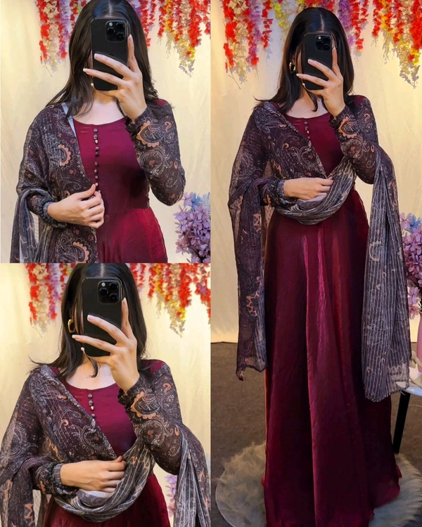 PARTY WEAR COCKTAIL EMBROIDERED GOWN FOR WOMEN WITH DUPATTA SET main image 1