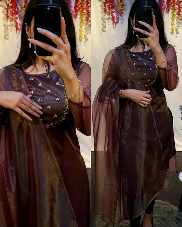 Trending Sparkle Handwork look for Festival Wear - Morocco Brown, S