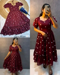 Launching valentine's days special Heart ❤️ midi gown  - Red, S