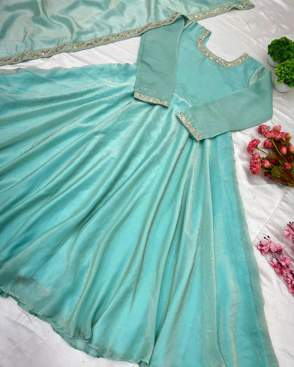 Launching Heavy Designer Party Wear Look Gown-Dupatta in Heavy Multy Thread Embroidery Sequence Work - M