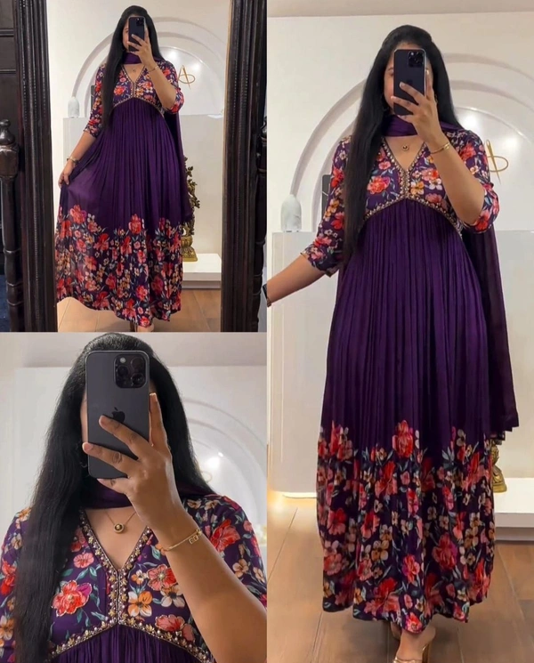 Super Hit Handwork Alia Cut Anarkali Floral Gown - 2XL