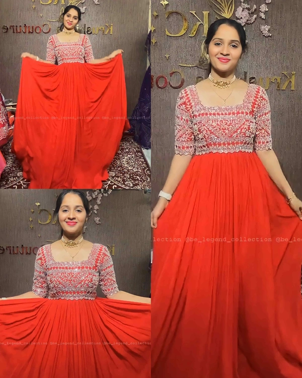New Designer Party Wear Look Heavy Devsena Sulk With Embroidery Sequence Work Gown With Diamond Handwork with Dupatta - 2XL