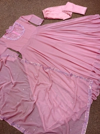 Attractive Gowns With Dupatta Without pant Gowns + Dupatta Neck - Net Sequence Work ! Without pant ! - M
