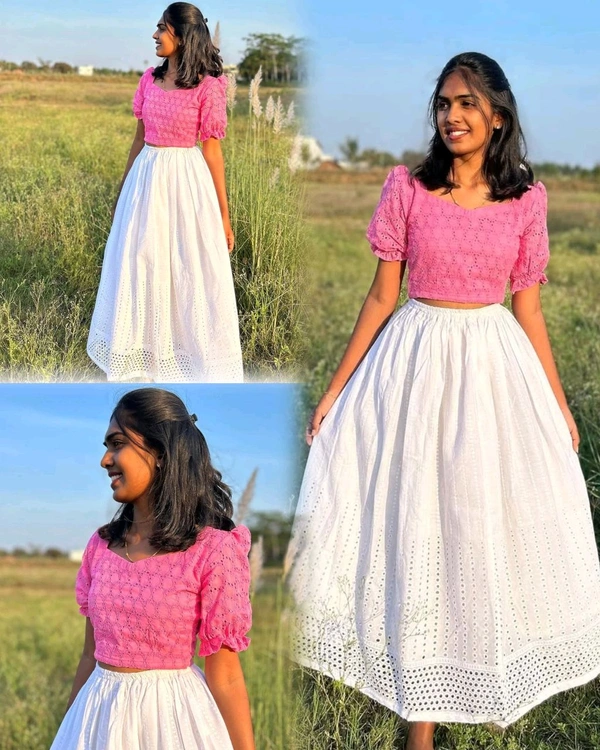 NEW LAUNCHING EXCLUSIVE SUMMER CROP TOP AND SKIRT STYLE COLLECTION 
 - S