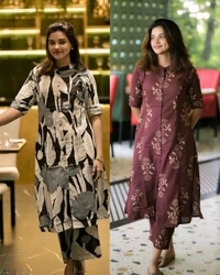 Launching Designer Co-Ords set in *Aline kurti pattern paired with Ankle length pant  - White, M
