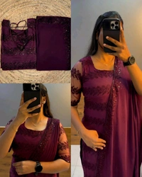 Trendy Net Embroidered kurti + dupata
 - Choco, S